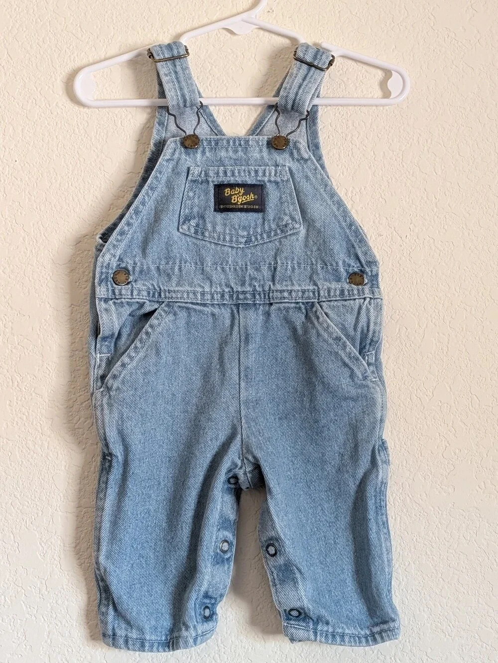 Osh Kosh Vintage Y2K Denim Overalls, Light Wash 3-6 Months 100% Cotton